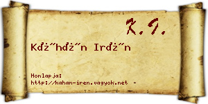 Káhán Irén névjegykártya
